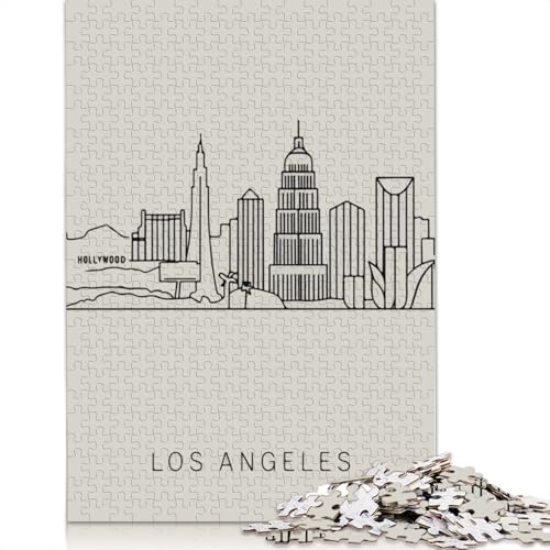 Los Angeles Skyline Minimalist Art Puzzles 1000 Teile Schwer Puzzle Spielzeug Lernspiel Impossible Herausforderung Spielzeug Für Erwachsene Und Kinder Ab 12 Jahren 1000pcs (75x50cm) von LMYmoney