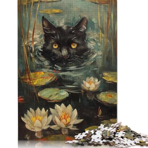 Lustige Katze, die Sich im Wasser versteckt, Puzzle-Spielzeug, Lernspiel, Premium-Karton-Puzzle für Erwachsene und Kinder, 1000 Teile (26 x 38 cm) von LMYmoney