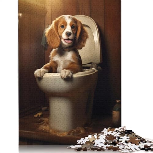 Lustiges Puzzle „Welpe in der Toilette“, Entspannungs-Herausforderung, Spielzeug, rechteckiges Papierpuzzle für Jungen oder Mädchen, Vatertagsgeschenk, 1000 Teile (75 x 50 cm) von LMYmoney