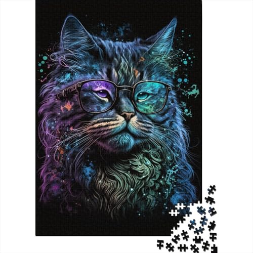 Maine-Coon-Katze mit Brille, Puzzle, Familienspaß, 100% recycelter Karton, Puzzle für Kinder und Erwachsene ab 12 Jahren, 1000 Teile (38 x 26 cm) von LMYmoney