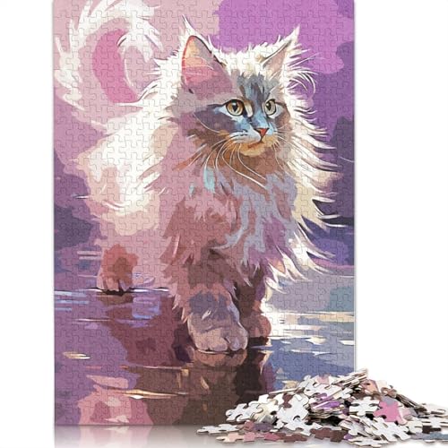 Malerei Vintage Cat Puzzle Dekompressionsspielzeug Papier Rechteckiges Puzzle für Kinder und Erwachsene ab 12 Jahren 1000 Teile (75 x 50 cm) von LMYmoney
