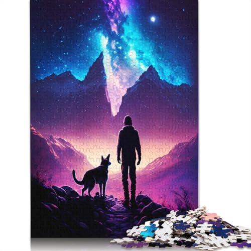 Mann und Hund, Sternenbeobachtung, 1000-teiliges Puzzle, ab 18 Jahren, Lernspiele, Puzzles für Erwachsene für Frauen, für Kinder ab 12 Jahren, 1000 Teile (75 x 50 cm) von LMYmoney
