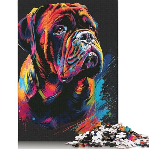 Mastiff-Hunde-Kunstpuzzle für Erwachsene, 1000-teiliges Puzzle für Teenager ab 12 Jahren, 1000 Teile (75 x 50 cm) von LMYmoney
