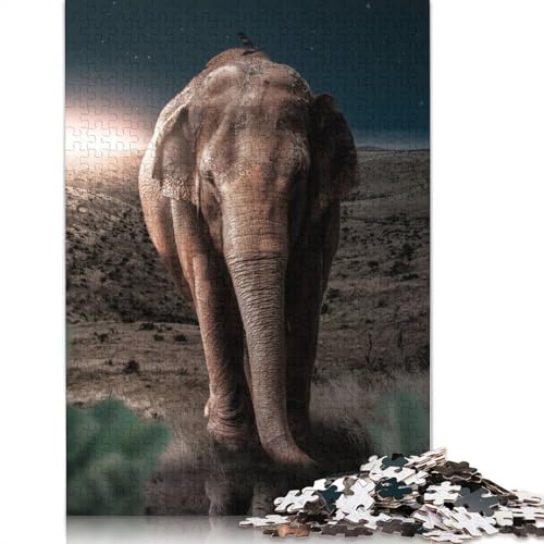 Midnight Elephant Puzzle 1000-teilige Schwer Puzzle Spielzeug Lernspiel Impossible Herausforderungsspielzeug Für Erwachsene Und Kinder Ab 14 Jahren 1000pcs (38x26cm) von LMYmoney