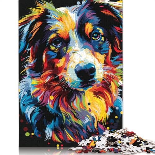 Miniatur-Amerikanischer Schäferhund, Puzzle, Denksportaufgabe, 100% recycelter Karton, Puzzle für Damen und Herren, 1000 Teile (75 x 50 cm) von LMYmoney