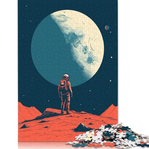 Minimalist Astronaut Puzzle 1000-teilige Schwer Puzzle Spielzeug Lernspiel Impossible Herausforderungsspielzeug Für Erwachsene Kinder 1000pcs (38x26cm) von LMYmoney