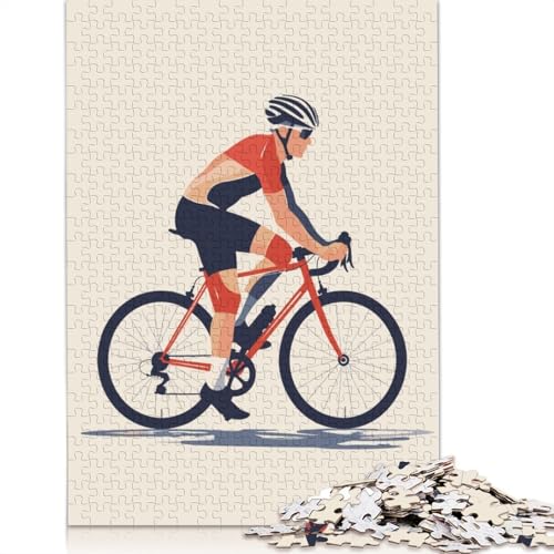 Minimalistisches Radfahrer-Puzzle, schwierige Herausforderung, 100 Prozent recycelter Karton, Puzzle für Erwachsene, Teenager, 1000 Teile (75 x 50 cm) von LMYmoney
