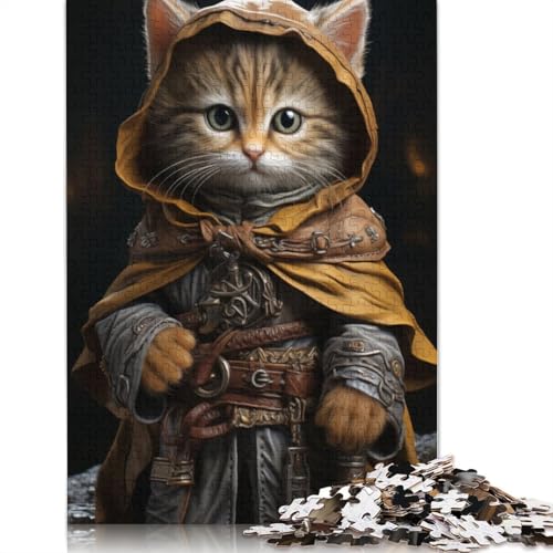 Mittelalterliches Katzenpuzzle für Erwachsene, 100% recycelte Holzplatte, Denksportaufgaben für Frauen und Männer, 1000 Teile (75 x 50 cm) von LMYmoney