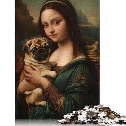 Mona Lisa mit Mops-Puzzle für Erwachsene, Lernspiel, Puzzle-Geschenke für Kinder ab 12 Jahren, 520 Teile (52 x 38 cm) von LMYmoney