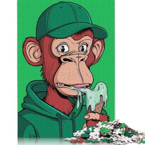 Monkey Ice Cream Puzzle DIY Spiel Papier Rechteckiges Puzzle für Jungen oder Mädchen Geburtstagsgeschenk 1000 Teile (75x50cm) von LMYmoney