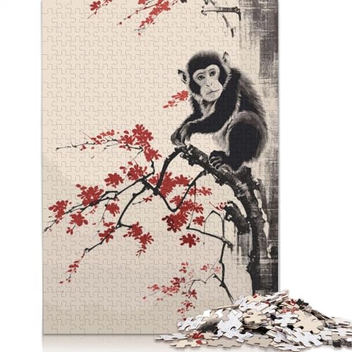Monkey Japanese Painting Puzzle 1000 Teile Schwer Puzzle Spielzeug Lernspiel Impossible Herausforderung Spielzeug Für Erwachsene Und Kinder Ab 14 Jahren 1000pcs (38x26cm) von LMYmoney