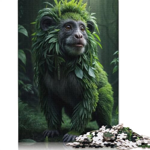 Monkey in Foliage Puzzle 1000-teilige Schwer Puzzle Spielzeug Pädagogisches Spiel Impossible Herausforderung Spielzeug Für Erwachsene Und Kinder in Bewährter 1000pcs (75x50cm) von LMYmoney
