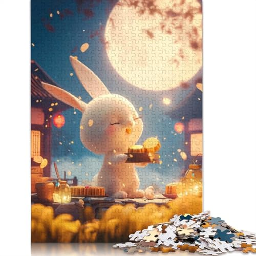 Moon Festival Bunny Puzzle 1000-teilige Schwer Puzzle Spielzeug Lernspiel Impossible Herausforderung Spielzeug Für Erwachsene Kinder 1000pcs (40x28cm) von LMYmoney