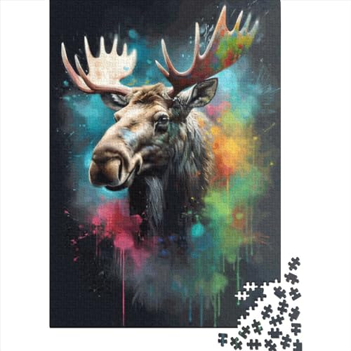 Moose Painting Puzzle 1000 Teile Schwer Puzzle Spielzeug Pädagogisches Spiel Impossible Herausforderung Spielzeug Für Erwachsene Kinder 1000pcs (75x50cm) von LMYmoney
