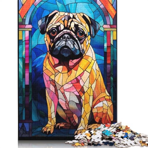 Mops-Buntglas, 1500 Puzzles für Erwachsene, Spielzeug, Lernspiel, Herren-Puzzles für Erwachsene, für Erwachsene, Teenager, 1500 Teile (85 x 57 cm) von LMYmoney