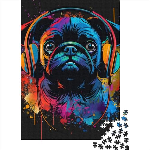 Mops-Kunstpuzzle für Erwachsene und Jugendliche, 1000 Teile, Holzpuzzle für Erwachsene, Puzzles für Jugendliche ab 12 Jahren, 1000 Teile (38 x 26 cm) von LMYmoney