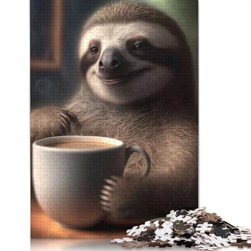Morning Sloth Puzzle 1000-teilige Schwer Puzzle Spielzeug Lernspiel Impossible Herausforderungsspielzeug Für Erwachsene Und Kinder Ab 12 Jahren 1000pcs (38x26cm) von LMYmoney