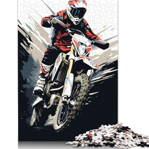 Motocross Dirtbike Puzzle 1000 Teile Schwer Puzzle Spielzeug Pädagogisches Spiel Impossible Herausforderungsspielzeug Für Erwachsene Kinder 1000pcs (75x50cm) von LMYmoney