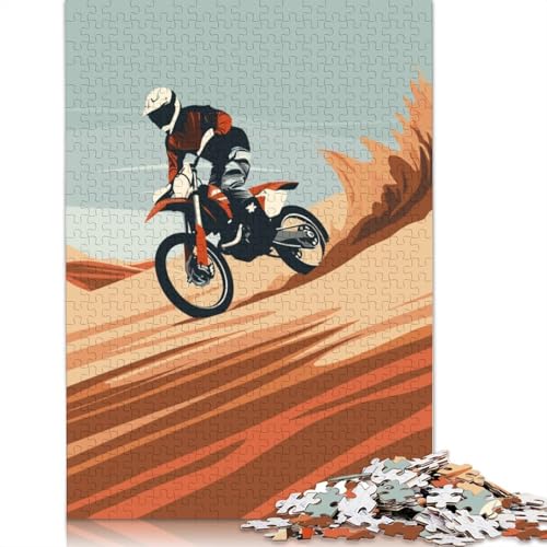 Motocross-Dirtbike-Wüsten-Puzzle, 100% recycelter Karton, 100% recycelter Karton, Puzzle für Jungen oder Mädchen, 1000 Teile (26 x 38 cm) von LMYmoney