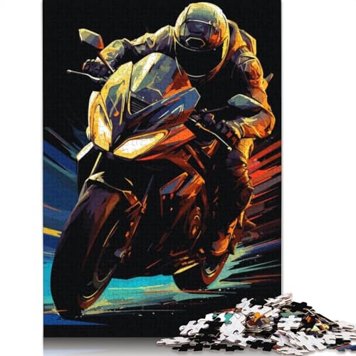 Motorcycle Biker Sportler Puzzle 1000 Teile Schwer Puzzle Spielzeug Lernspiel Impossible Herausforderung Spielzeug Für Erwachsene Kinder 1000pcs (75x50cm) von LMYmoney