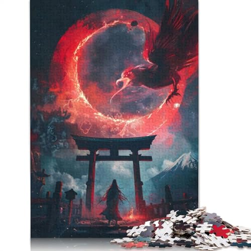Mystisches Torii-Puzzle mit schwarzem Adler für Erwachsene, Spielzeug, Lernspiel, schwierige Puzzles für Kinder ab 12 Jahren, 520 Teile (52 x 38 cm) von LMYmoney