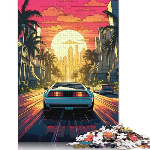 Neon Cooles Sportwagen-Puzzle, freundliche Materialien, 100% recycelter Karton, Puzzle für Frauen und Männer, einzigartiges Geschenk, 1000 Teile (75 x 50 cm) von LMYmoney