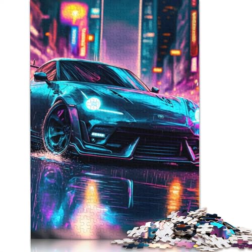 Neon Cyber Sports Car Puzzle 1000-teilige Schwer Puzzle Spielzeug Lernspiel Impossible Herausforderungsspielzeug Für Erwachsene Und Kinder in Bewährter 1000pcs (38x26cm) von LMYmoney