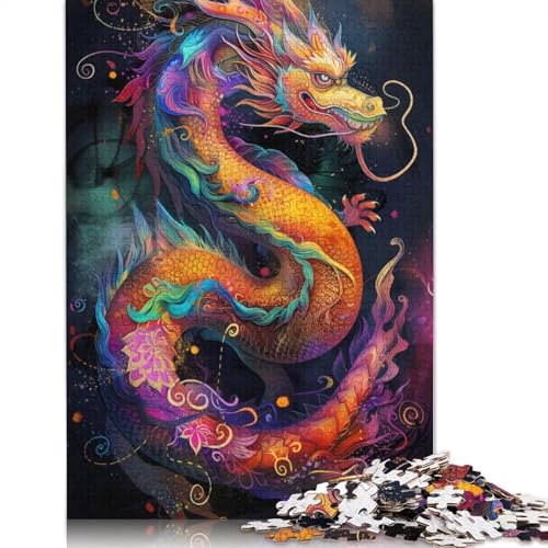Neon Dragon Puzzle für Erwachsene und Jugendliche, 1000 Teile, Holzpuzzle für Erwachsene, Puzzles für Jugendliche ab 12 Jahren, 1000 Teile (75 x 50 cm) von LMYmoney