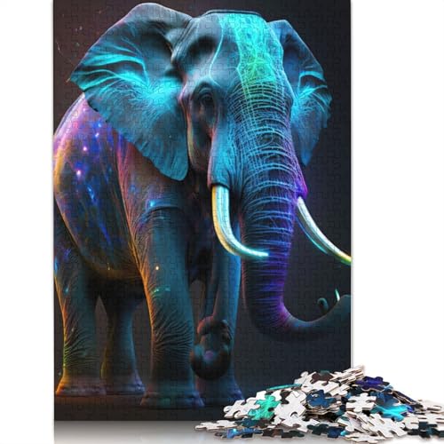 Neon Elephant Puzzle 1000-teilige Schwer Puzzle Spielzeug Lernspiel Impossible Herausforderungsspielzeug Für Erwachsene Und Kinder Ab 12 Jahren 1000pcs (40x28cm) von LMYmoney