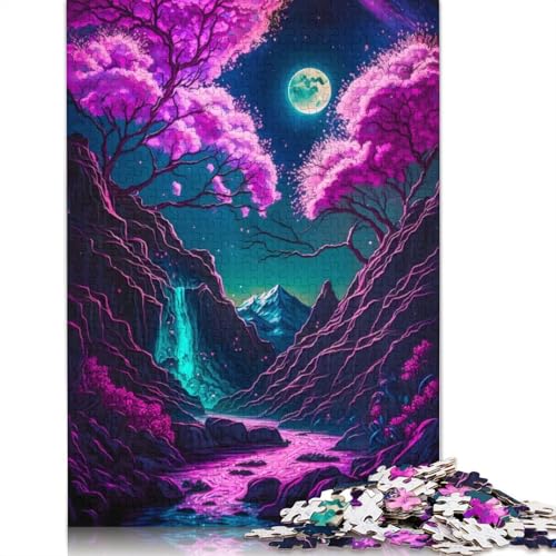 Neon-Kirschblüten-Puzzle für Erwachsene, herausforderndes und kniffliges Puzzle für Frauen und Männer, 1000 Teile (75 x 50 cm) von LMYmoney