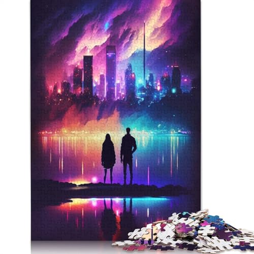 Neon-Nachtlandschaft, 1500 Puzzles für Erwachsene, Lernspiel, Puzzlespiele für Erwachsene für Jungen oder Mädchen, 1500 Teile (85 x 57 cm) von LMYmoney