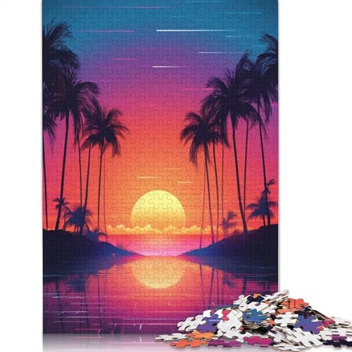 Neon-Sonnenuntergang-Puzzles für Erwachsene, 1000-teiliges Puzzle für Teenager ab 12 Jahren, 1000 Teile (75 x 50 cm) von LMYmoney