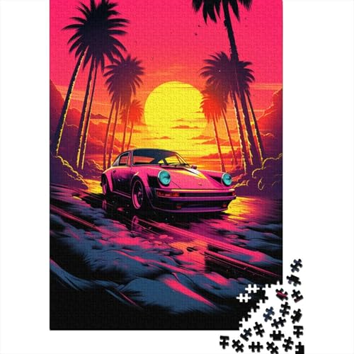 Neon-Sportwagen-Puzzle, 1000 Teile, Holzpuzzle für Erwachsene und Jugendliche, Familienspiel, 1000 Teile (38 x 26 cm) von LMYmoney