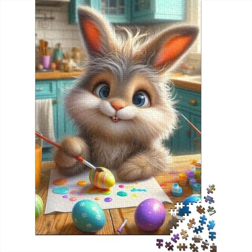 Niedliche Osterhasen-Puzzles für Erwachsene, Familienspaß, Problemlösungspuzzles für Frauen und Männer, 1000 Teile (75 x 50 cm) von LMYmoney