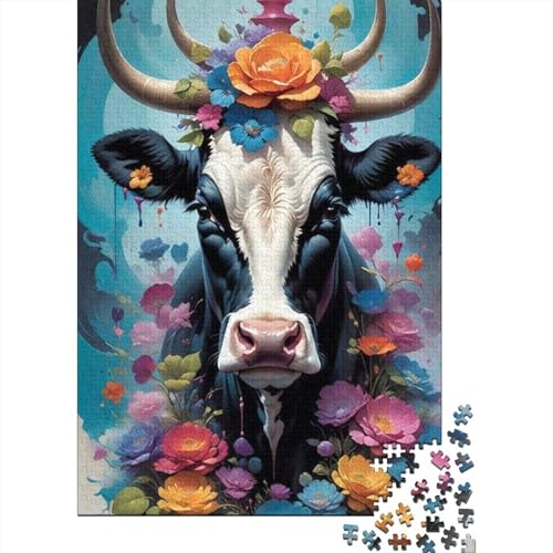 Niedliches Bullen-Puzzle, Familienspaß, rechteckiges Papierpuzzle für Kinder und Erwachsene ab 12 Jahren, Geburtstagsgeschenk, 1000 Teile (38 x 26 cm) von LMYmoney