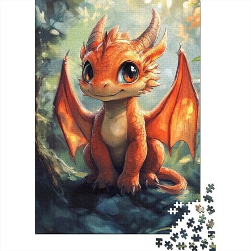 Niedliches Drachen-Puzzle für Kleinkinder ab 18 Jahren. Lernspiele für Erwachsene und Teenager, 1000 Teile (75 x 50 cm). von LMYmoney