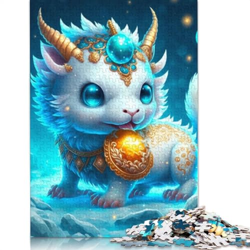 Niedliches Drachenbaby-Puzzle, 1000 Teile, Holzpuzzle für Erwachsene und Teenager, Familienspiel, 1000 Teile (75 x 50 cm) von LMYmoney