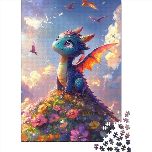 Niedliches Drachenpuzzle für Kleinkinder, 1000 Teile, für Erwachsene, Heimdekoration, Erwachsenenpuzzles für Frauen, für Erwachsene Kinder, 1000 Teile (75 x 50 cm) von LMYmoney