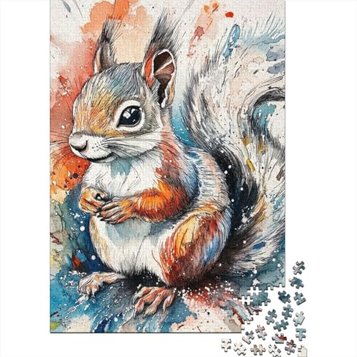 Niedliches Eichhörnchen-Aquarell, 1000 Teile, Puzzle für Erwachsene, Spielzeug, Denkspiel, Lernspiel für Erwachsene, Stressabbau, Heimdekoration (75 x 50 cm) von LMYmoney