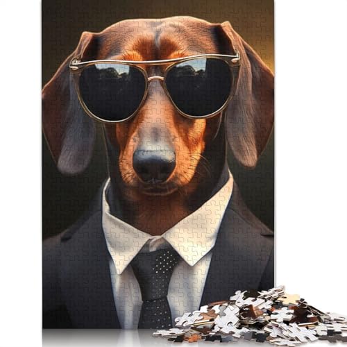 Niedliches Gentleman-Hunde-Kunst-Puzzle, Lernspiele, Familienaktivitäten, Premium-Karton-Puzzle für Frauen und Männer, Geschenk, 1000 Teile (26 x 38 cm) von LMYmoney