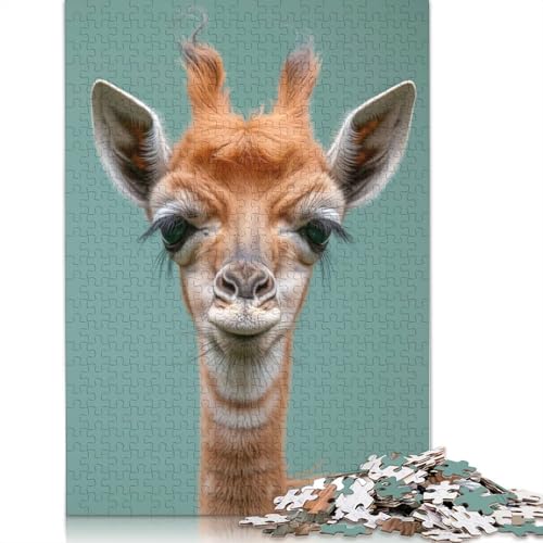 Niedliches Giraffen-Tierkunst-Puzzle, 100% Recyclingkarton, 100% Recyclingkarton, Puzzle als Geschenk für Jungen oder Mädchen, 1000 Teile (75 x 50 cm) von LMYmoney