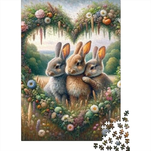 Niedliches Häschen-Puzzle, Dekompressionsspielzeug, rechteckiges Papierpuzzle für Kinder und Erwachsene ab 12 Jahren, 1000 Teile (38 x 26 cm) von LMYmoney