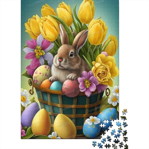 Niedliches Osterhäschen-Puzzle für Erwachsene, Lernspiele, Familienaktivitäten, Puzzle für Kinder ab 12 Jahren, 1000 Teile (75 x 50 cm) von LMYmoney