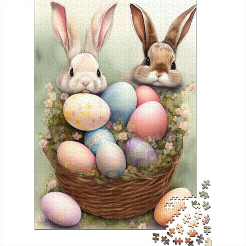 Niedliches Osterhäschen-Puzzle für Erwachsene, schwierige Herausforderung, Denksportaufgaben für Frauen und Männer, 1000 Teile (75 x 50 cm) von LMYmoney