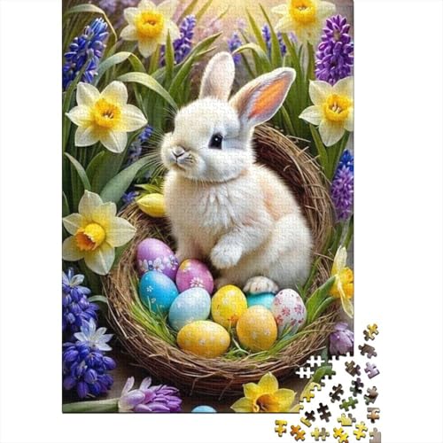 Niedliches Osterhäschen-Puzzle mit 1000 Teilen, 100% recycelte Holzplatte, Puzzlespiele für Kinder ab 12 Jahren, 1000 Teile (75 x 50 cm) von LMYmoney
