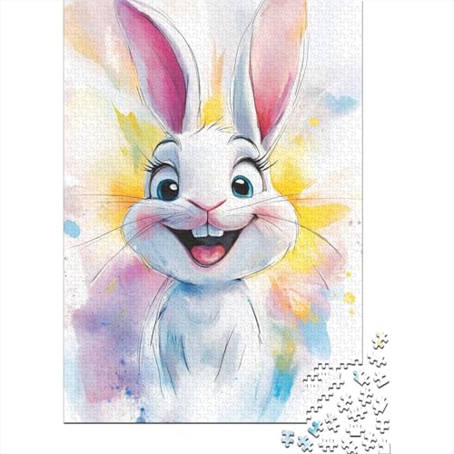 Niedliches Osterhasen-Puzzle für Erwachsene, 100% recycelte Holzplatte, Denksportaufgaben für Damen und Herren, 1000 Teile (75 x 50 cm) von LMYmoney