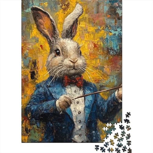 Niedliches Osterhasen-Puzzle für Erwachsene, 100% recycelte Holzplatte, Denksportaufgaben für Damen und Herren, 1000 Teile (75 x 50 cm) von LMYmoney