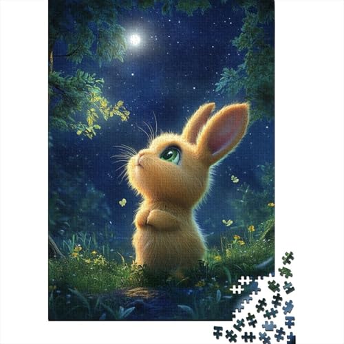 Niedliches Osterhasen-Puzzle für Erwachsene, 100% recycelte Holzplatte, Denksportaufgaben für Damen und Herren, 1000 Teile (75 x 50 cm) von LMYmoney
