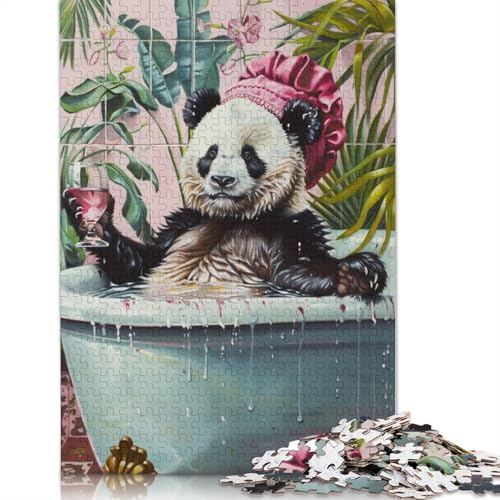 Niedliches Panda-Bade-Weinglas-Puzzle-Spielzeug, Lernspiel, Premium-Karton-Puzzle für Erwachsene und Kinder, 1000 Teile (75 x 50 cm) von LMYmoney