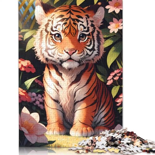 Niedliches Tiger-Puzzle-Spielzeug fürs Babyzimmer, Lernspiel, Premium-Karton-Puzzle für Erwachsene, Kinder, Geschenk, 1000 Teile (26 x 38 cm) von LMYmoney